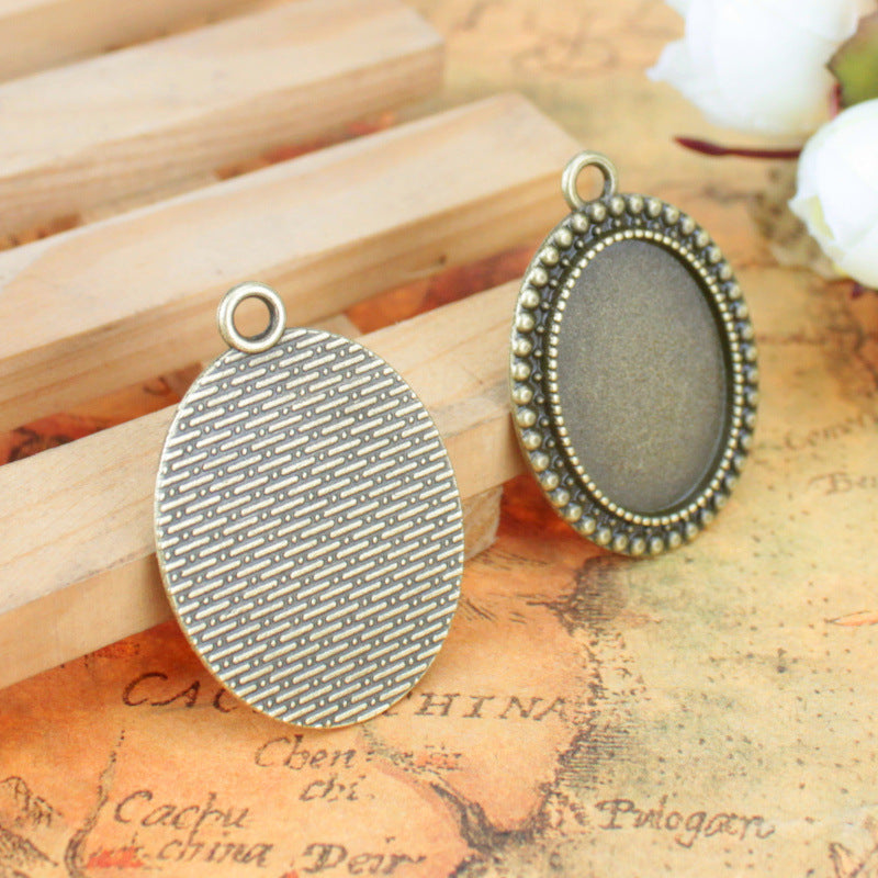25x18mm Round Dot Edge Alloy Cabochon Tray Bezel Setting
