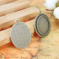 Double Sided Oval Dotted Pendant Tray Jewelry Making Component view 2