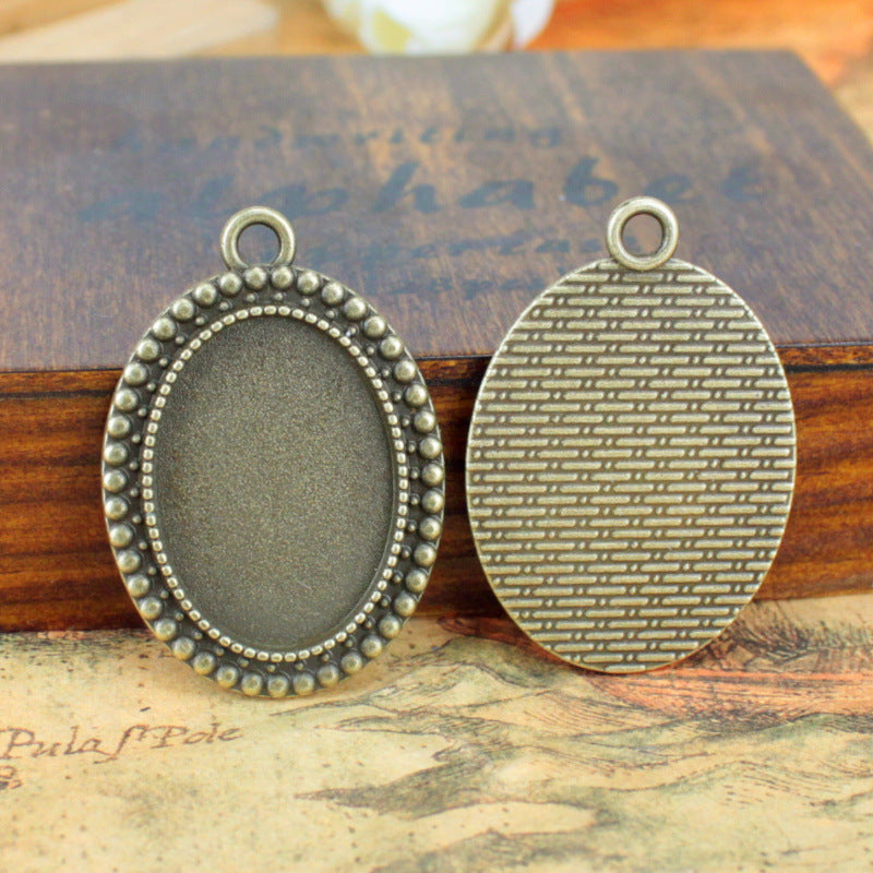 25x18mm Round Dot Edge Alloy Cabochon Tray Bezel Setting