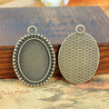 25x18mm Round Dot Edge Alloy Cabochon Tray Bezel Setting