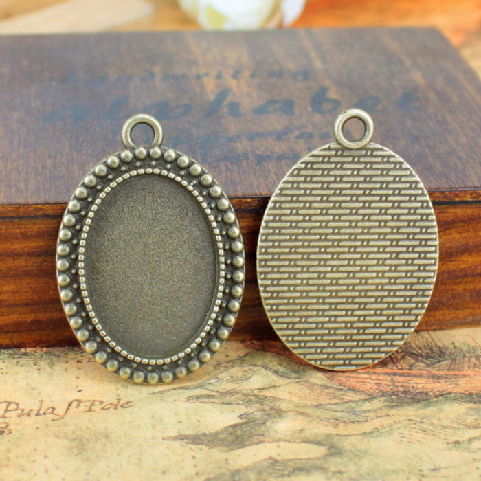 25x18mm Round Dot Edge Alloy Cabochon Tray Bezel Setting