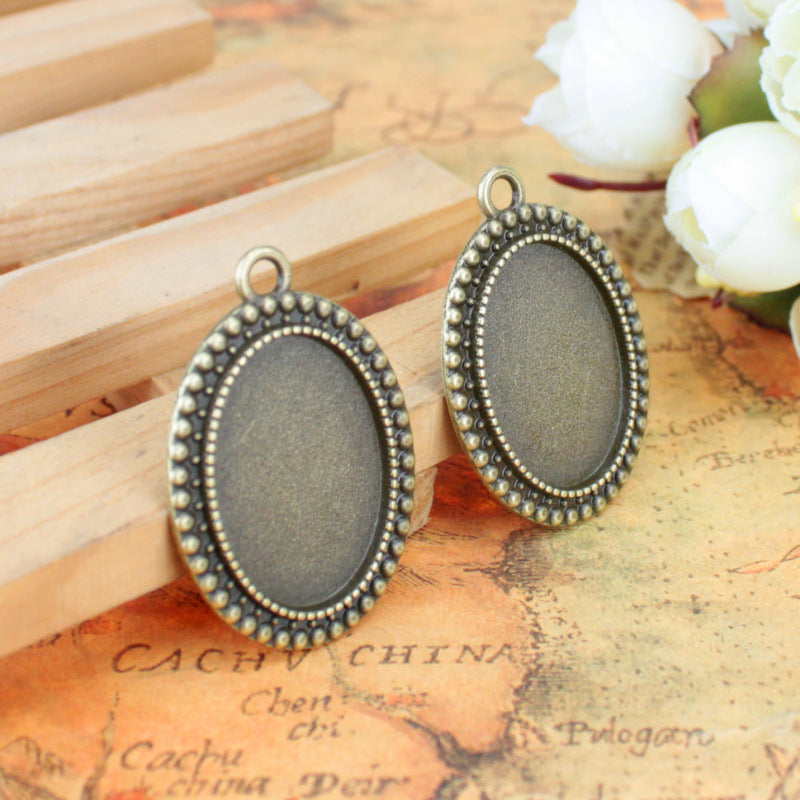 25x18mm Round Dot Edge Alloy Cabochon Tray Bezel Setting