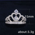 Silver Crown Heart Clear Pave Ring Alloy Sizes 6-10 view 5