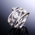 Silver Wave Band Oval Clear CZ Geometric Fashion Ring Metal view 3