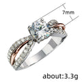 Two Tone Crossover Ring With Round Clear Center Stone view 5