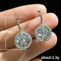 Round Halo Stone Hook Drop Earrings In Silver Tone view 2