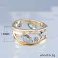 Gold-Tone Openwork Leaf Vine Ring With Clear Crystals view 4