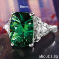 Green Cushion CZ Cocktail Ring Silver Marquise Accents view 4