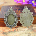 Vintage Rose Alloy Cabochon Tray Pendant Setting 25x18mm