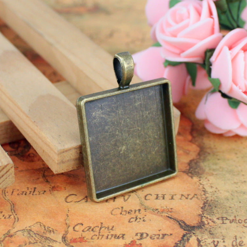 Vintage 25mm Square Fu Cabochon Tray Bezel Setting