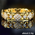 Gold Tone Openwork Floral Eternity Ring With Clear Stones view 3