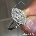 Silver Tone Marquise Halo Clear Stone Finger Ring Sizes 6-10 view 3
