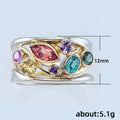 Multicolor Mixed-Cut Vine Wide Ring In Gold And Silver Tones view 5