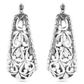 White Gold Tone Hollow Filigree U Shaped Hoop Earrings view 2