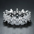 Silver Full Eternity CZ Flower Band Ring Sizes 6-10 view 1