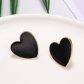 Black Heart Stud Earrings with Gold Tone Edges Jewelry Accessory view 2