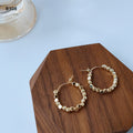 Beaded Round Hoop Earrings In Gold And Silver Tone For Women view 4