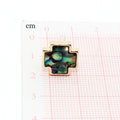 Gold Tone Abalone Shell Cross Stud Earrings with Geometric Frame view 2