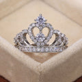 Silver Crown Heart Clear Pave Ring Alloy Sizes 6-10 view 3