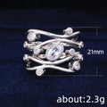 Silver Wave Band Oval Clear CZ Geometric Fashion Ring Metal view 5