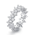 Silver Full Eternity CZ Flower Band Ring Sizes 6-10 view 2