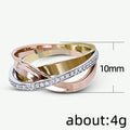 Tri-Color Interwoven Metal Band Ring Micro-Set CZ Line view 5