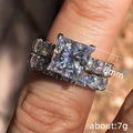 Square Crystal Two Band Bridal Ring Set in Silver Tone view 5