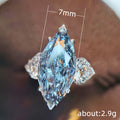 Aqua Marquise Three-Stone Ring With Pear Side Stones In Silver Tone view 2