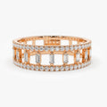 Rectangular Stone Openwork Band Ring In Three Tones view 4