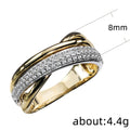 Two-Tone Gold Silver Interlock CZ Pave Band Ring Metal view 2