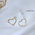Open Heart Outline Pearl Stud Earrings Gold Silver view 3