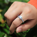Clear Marquise Stone Split Band Ring in Silver Tone view 2