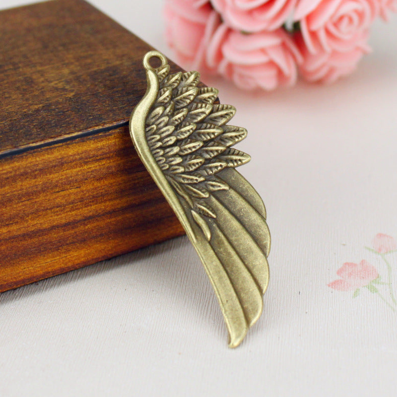 Large Angel Wing Alloy Pendant Punk Necklace Charm 58x22mm
