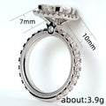 Square Center Stone Pavé Half Band Ring In Silver Tone view 5