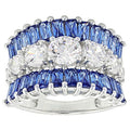 Blue Baguette and Clear Crystal Wide Band Statement Ring view 1