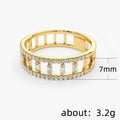 Rectangular Stone Openwork Band Ring In Three Tones view 5