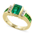 Green Rectangular Stone Ring in Gold Tone Jewelry Accessory view 2