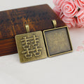 Square Side-Hanging Pendant Tray 25mm Double Happiness Bezel Setting