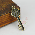 Vintage Flower Head Key Charm Metal Jewelry Component, 2 Finish Options view 3