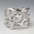 Silver Wave Band Oval Clear CZ Geometric Fashion Ring Metal view 1