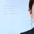 Gold Long Leaf Vine Crystal Dangle Earrings Clear Stones view 3