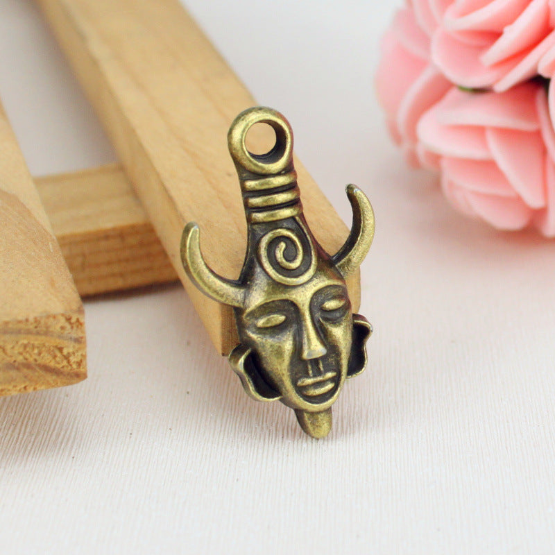 Ancient Egyptian Pharaoh Head Alloy Charm Pendant 32x19mm