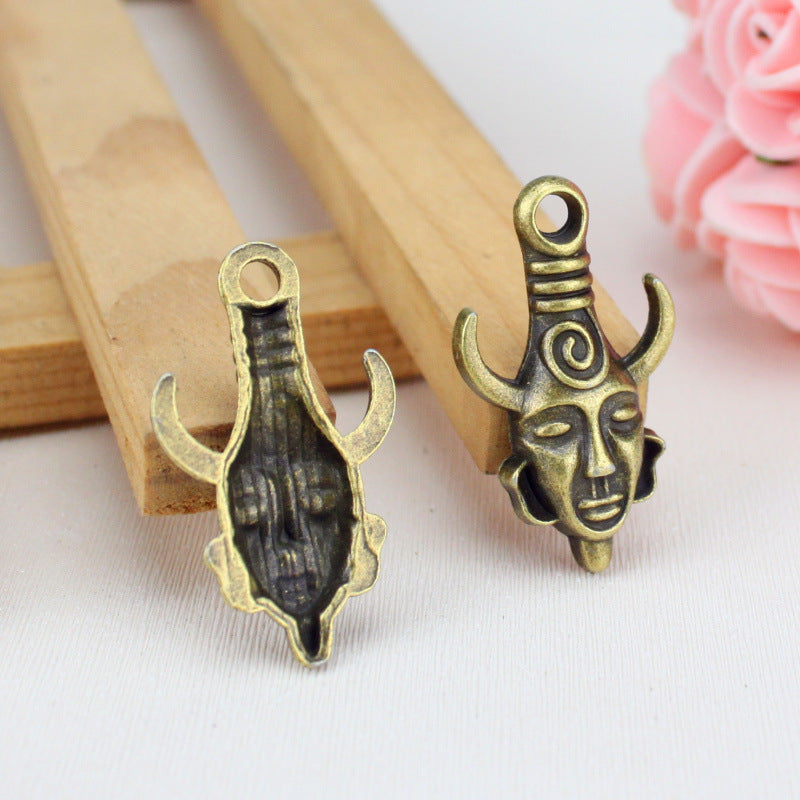 Ancient Egyptian Pharaoh Head Alloy Charm Pendant 32x19mm