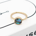 Gold Tone Round Abalone Shell Stud Earrings and Ring Options view 3