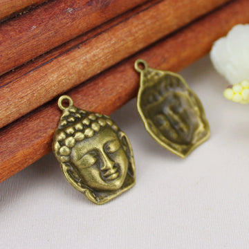 Double-Sided Buddha Head Charm With Raised Facial Detail For Jewelry Making