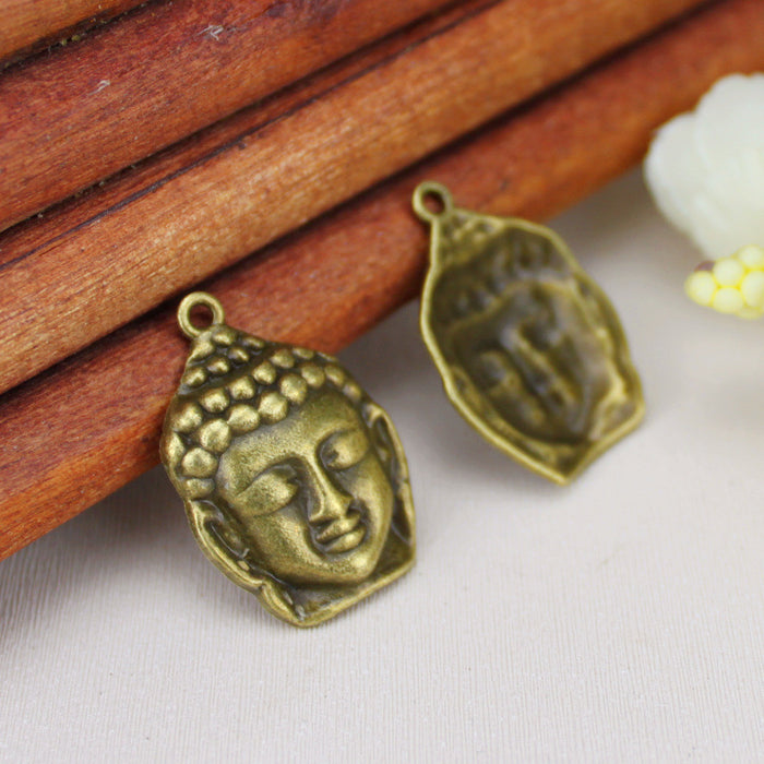 Alloy Buddha Head Charm Pendant 30x20mm