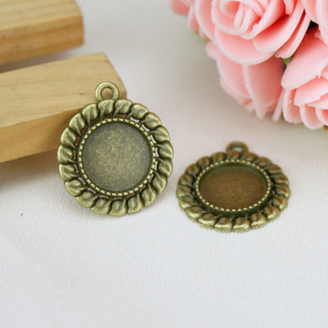 Round Leaf Border Pendant Trays in Two Antique Finishes
