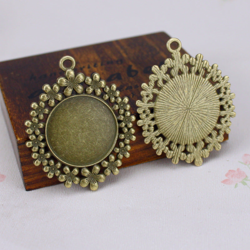 25mm Round Flower Cabochon Tray Keychain Pendant Base