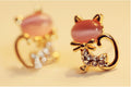 Pink Cat Eye Look Clear Cat Outline Small Stud Earrings view 6