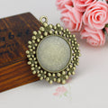 25mm Round Flower Cabochon Tray Keychain Pendant Base